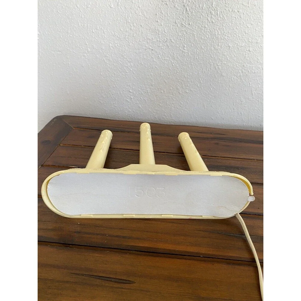Vintage Christmas Electric Window Tiered Candle 3 Stick Candelabra Dripping Wax